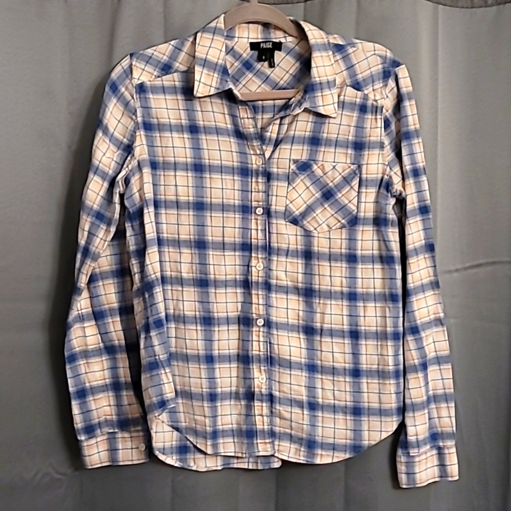 Paige Plaid Shirt Blush Pink/Blue